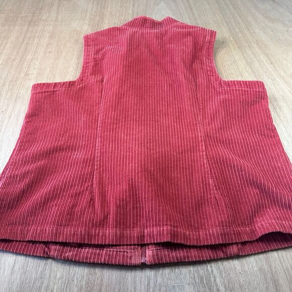 d&co Corduroy Vest Womens 1X Orange Zip Front Sleeveless Lightweight - Picture 3 of 6